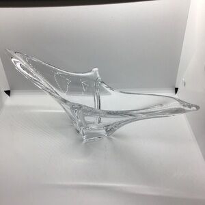 Vintage Art Deco Daum France Elongated Swallowtail Centerpiece Crystal Bowl
